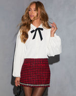 Nonna Neck Tie Collared Button Up Top