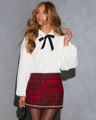 Nonna Neck Tie Collared Button Up Top