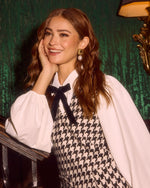 Nonna Neck Tie Collared Button Up Top