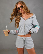 Seloria Striped Fleece Drawstring Shorts