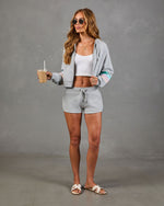 Seloria Striped Fleece Drawstring Shorts