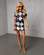 Heritage Grid Knit Argyle Mini Skirt