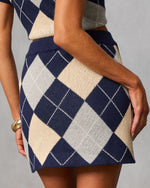 Heritage Grid Knit Argyle Mini Skirt