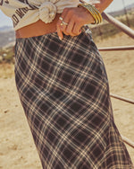 Here Again Plaid Midi Skirt