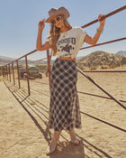 Here Again Plaid Midi Skirt