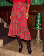 Holly Darling Plaid Wrap Tie Midi Skirt