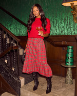 Holly Darling Plaid Wrap Tie Midi Skirt