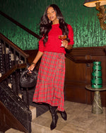 Holly Darling Plaid Wrap Tie Midi Skirt
