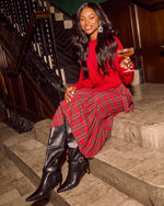 Holly Darling Plaid Wrap Tie Midi Skirt