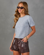 Heirloom Muse Knit Jeweled Neckline Short Sleeve Sweater
