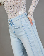 Light Wash % Free Cove Super Stretch High Rise Barrel Jeans-6