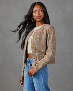 Darling Rosebud Floral Plaid Blazer