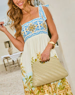 Sage % Mireya Woven Vegan Leather Clutch-5