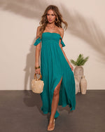Can't Hurry Love Off The Shoulder Maxi Dress
