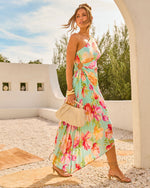 Modern Day Glam Printed One Shoulder Asymmetrical Maxi Dress