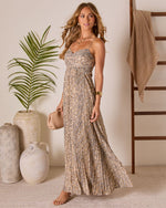 Tulum Tides Pleated Abstract Maxi Dress