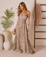 Tulum Tides Pleated Abstract Maxi Dress