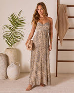 Tulum Tides Pleated Abstract Maxi Dress