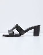 Black % Vidia H Strap Heeled Mule-5