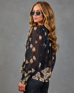 Touch Of Fall Floral Neck Tie Top
