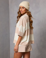 Khaki Multi % Cozy Standard Striped Quarter Zip Top-4