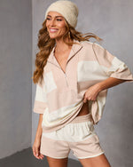 Khaki Multi % Cozy Standard Striped Shorts-5