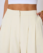 Polish Pleated Wide Leg Trouser