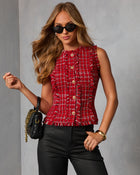 Mulled Muse Tweed Plaid Top