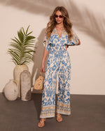Santorini Sunset Abstract Print Jumpsuit