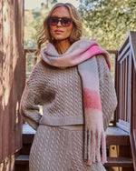 Pink Multi % Cabin Light Plaid Print Scarf-4