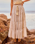 Borrowed Afternoon Striped Waist Tie Maxi Skirt
