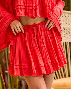 Summer Rodeo Pleated Cotton Mini Skirt