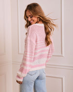 Pink Stripe % Jessiah Striped Abstract Sweater-4