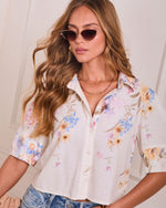 Honeysuckle Haven Printed Button Down Top
