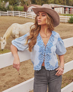 Countryside Stitch Embroidered Boho Denim Top