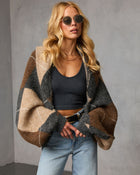 Charcoal % Marenne Cropped Argyle Print Cardigan-1