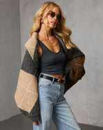 Charcoal % Marenne Cropped Argyle Print Cardigan-3