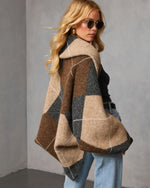 Charcoal % Marenne Cropped Argyle Print Cardigan-4