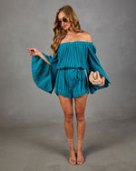 Desert Drifter Cotton Off the Shoulder Waist Tie Romper