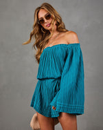 Desert Drifter Cotton Off the Shoulder Waist Tie Romper