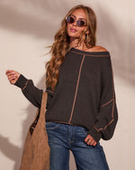 Tierra Ribbed Knit Contrast Trim Pullover Sweater