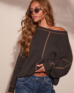 Tierra Ribbed Knit Contrast Trim Pullover Sweater