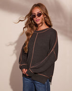 Tierra Ribbed Knit Contrast Trim Pullover Sweater