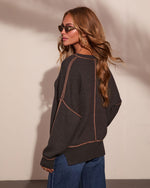 Tierra Ribbed Knit Contrast Trim Pullover Sweater
