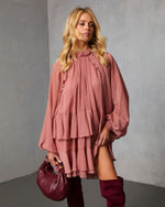 Toast Season Ruffle Chiffon Mini Dress