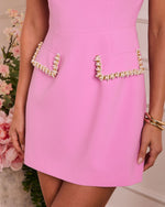 Still Rising Embellished Trim Shift Mini Dress