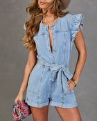 Rudi Ruffle Sleeve Denim Romper