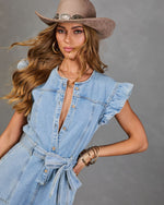 Rudi Ruffle Sleeve Denim Romper