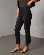 Black % Mcguire Super Stretch High Rise Distressed Denim-3