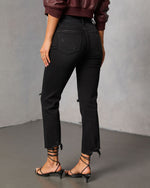 Black % Mcguire Super Stretch High Rise Distressed Denim-4
